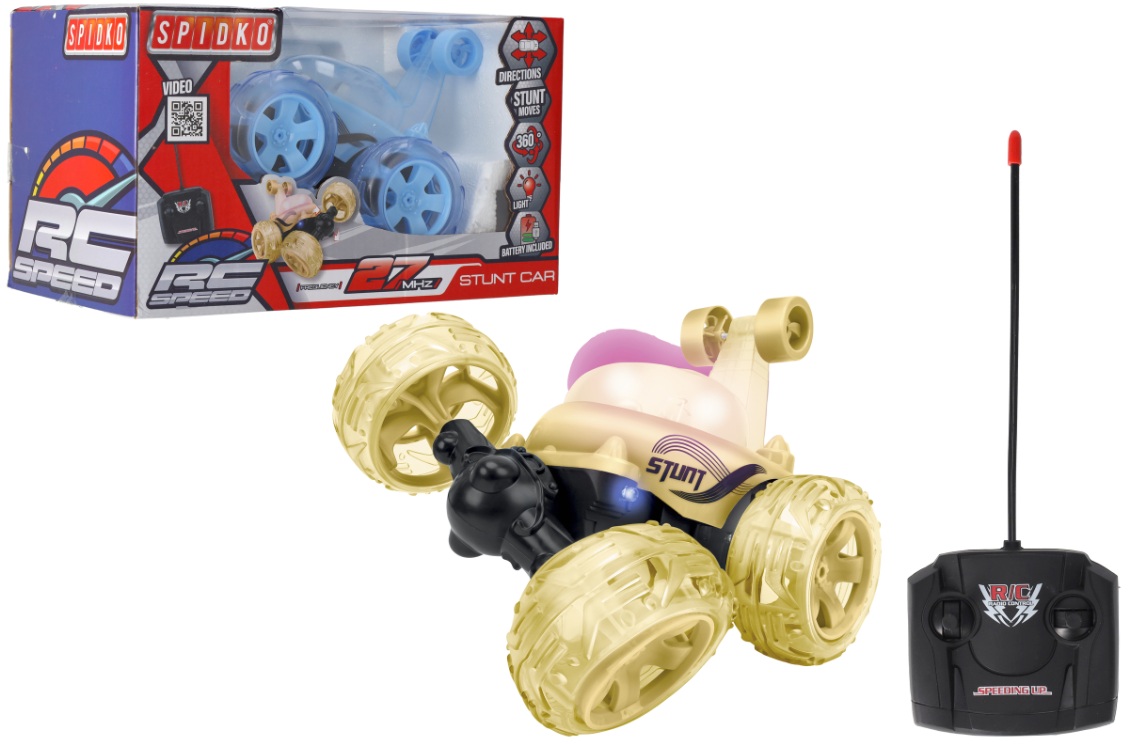 Auto Stunt Radiocomandata 27MHz con Luci e Batteria Ricaricabile - Macchina Acrobazie per Bambini